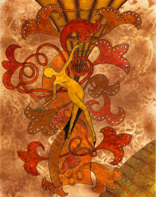Dancing Lady      coloured inks on paper