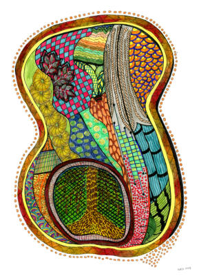 Guitar      coloured inks on paper