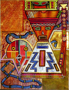 Visiting Gods      mixed media on board