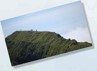 Hikers on the Caldeira Rim Trail, Faial